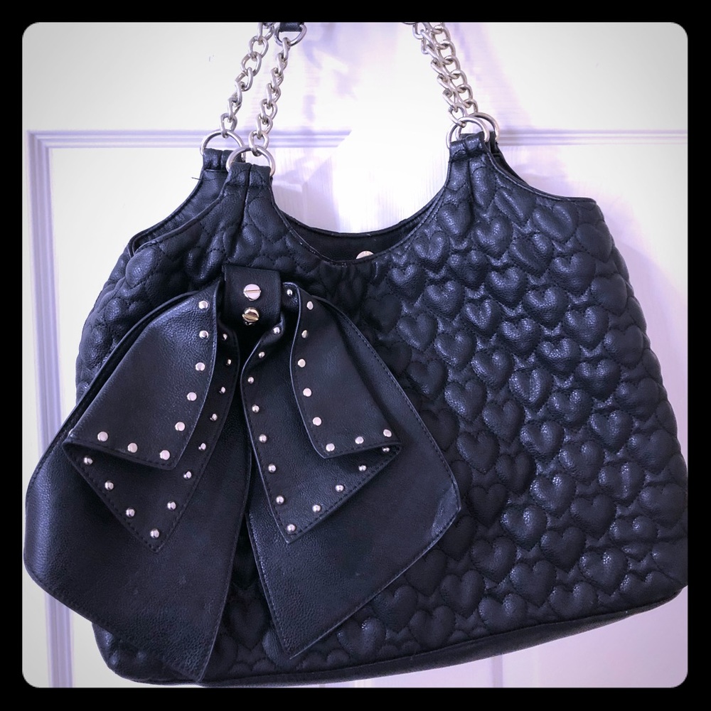 Black Leather Betsy Johnson Purse